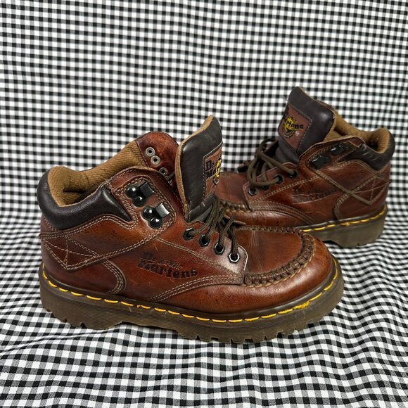Dr Martens 8060 Vtg Made in England Brown Moc Toe Leather Industrial Shoe UK 5 - Picture 1 of 6
